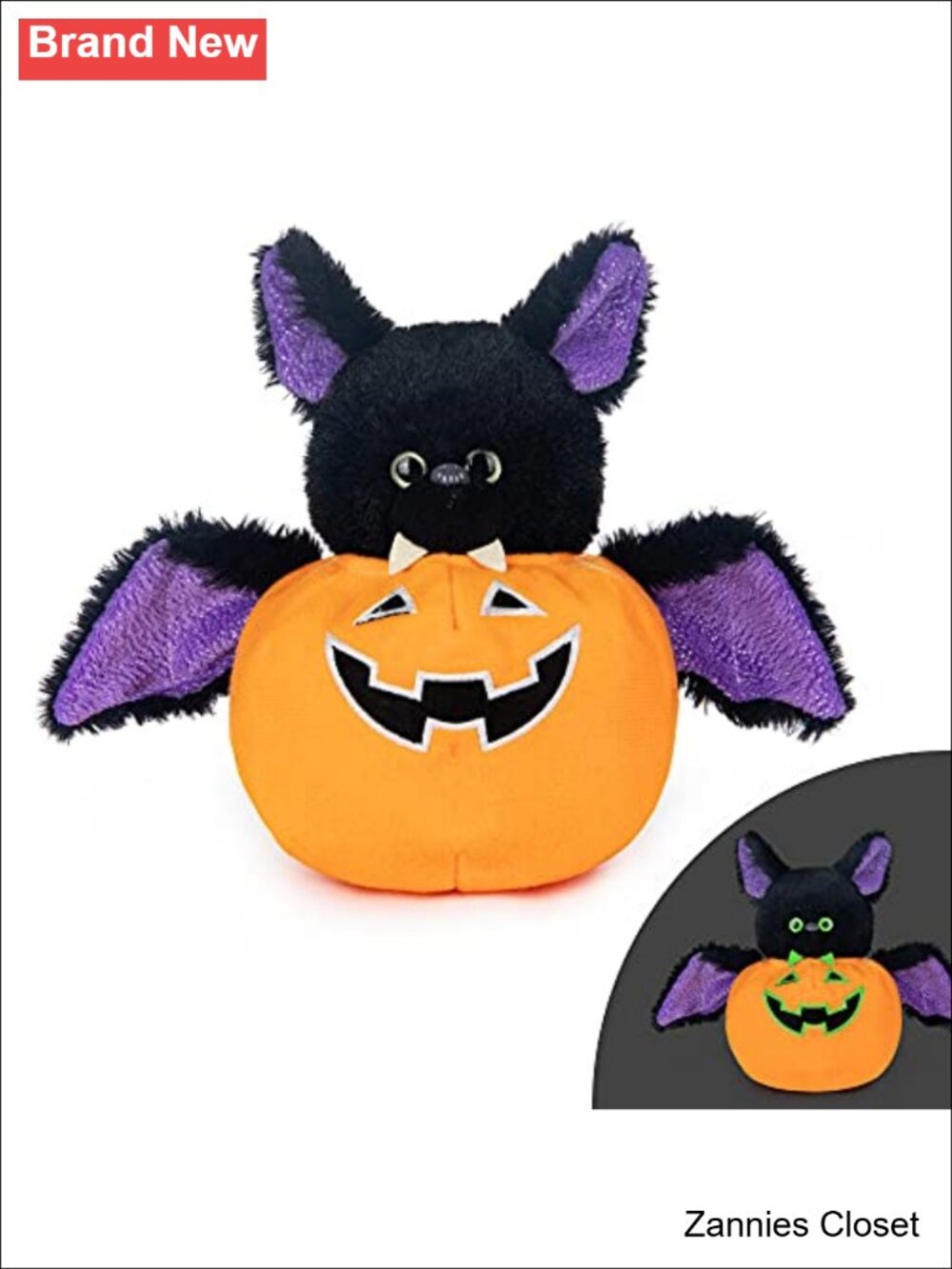 👻My OLi Plush Bat in Pumpkin Stuffed Animal Glow in the Dark Halloween Toy